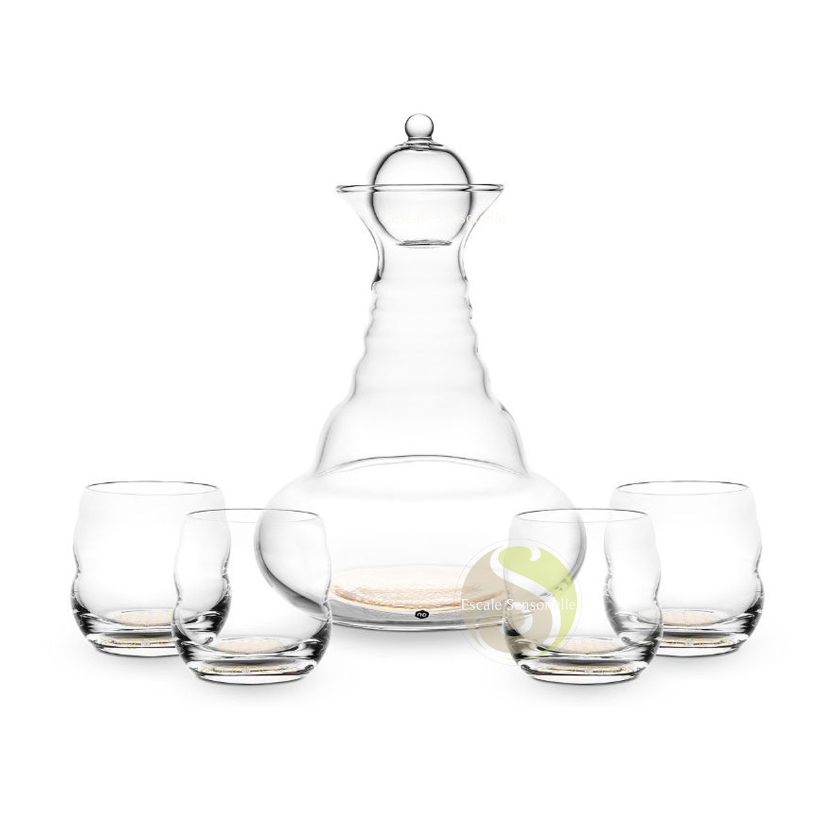Set carafe et 4 verres fleur de vie or sans plomb