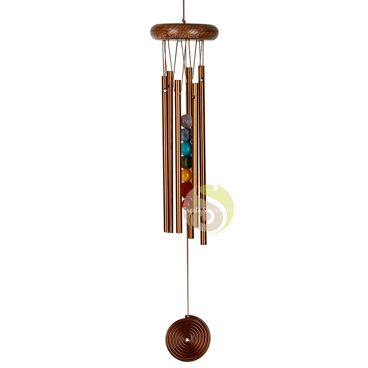 Carillon 7 chakras bronze 6 tubes vent musique son harmonie du corps
