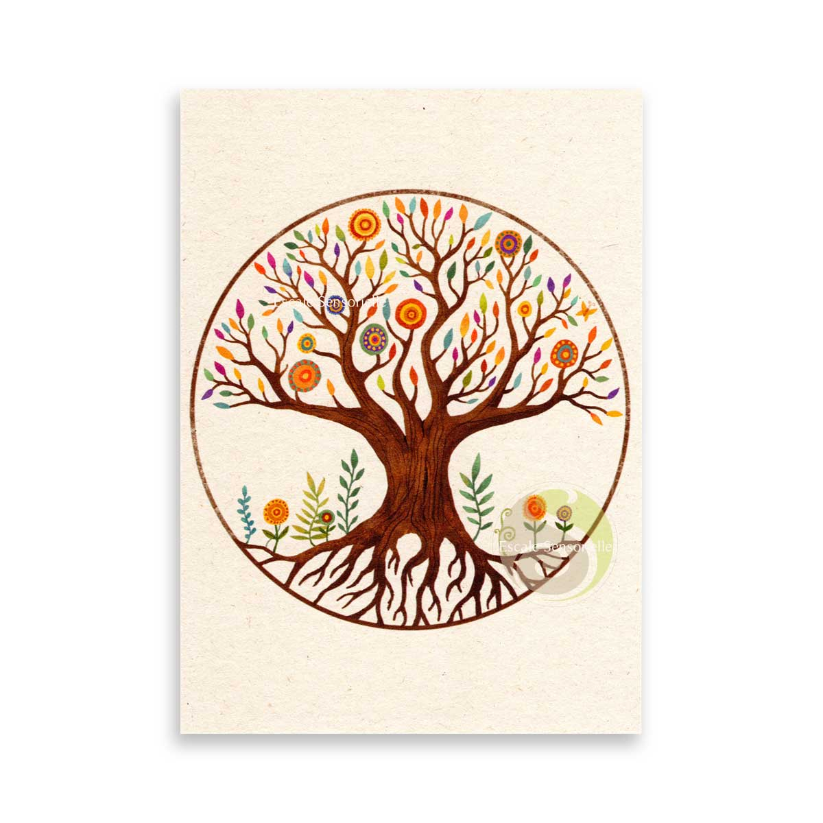 Carte postale arbre de vie en papier FSC et encre végétale naturelle