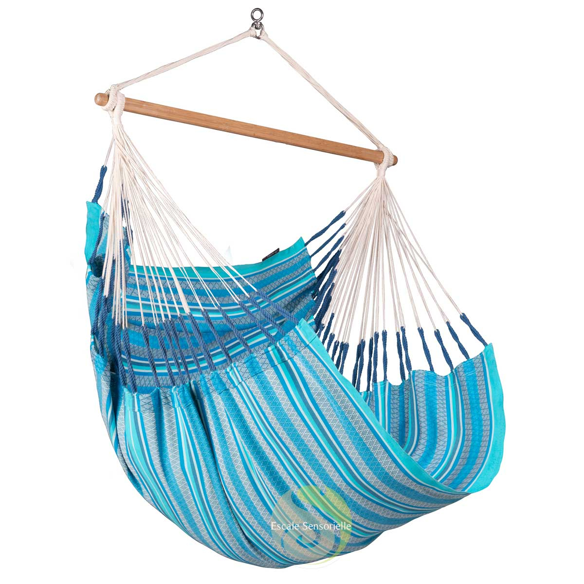 Hamac d'intérieur en coton bio Habana azure certifié GOTS La Siesta