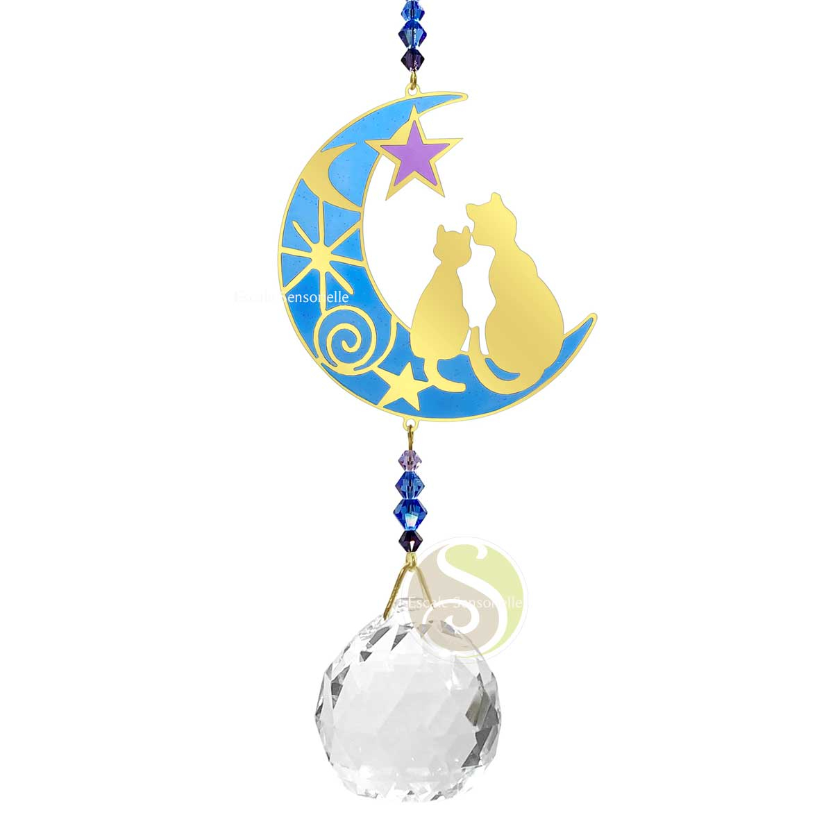 Suspension cristal chats intérieur extérieur 19,5 cm