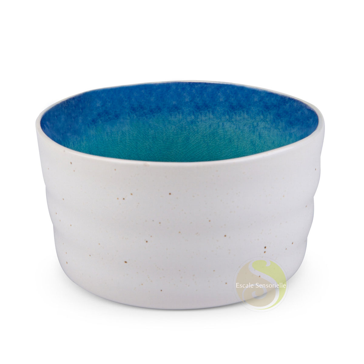 Bol à thé bleu lagon en céramique pour thé en poudre
