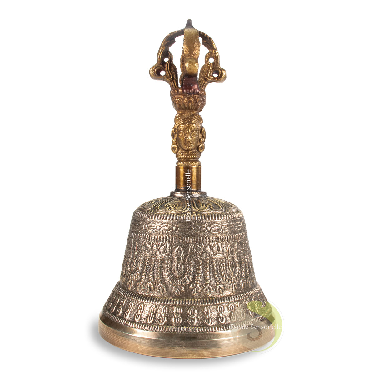 Cloche tibétaine en bronze méditation prières rituels bouddhistes