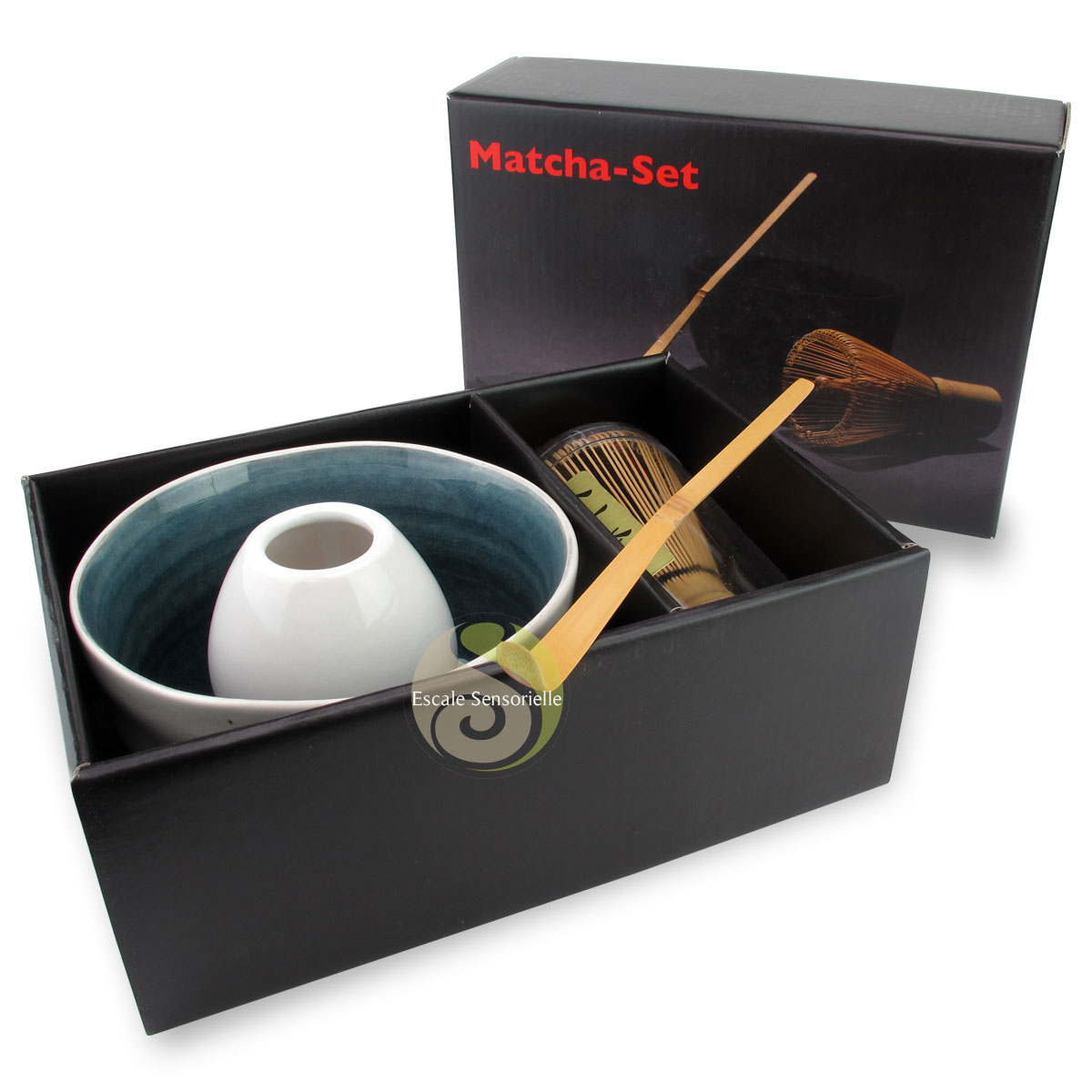 Coffret luxe à matcha gris pour s'initier à la préparation du thé