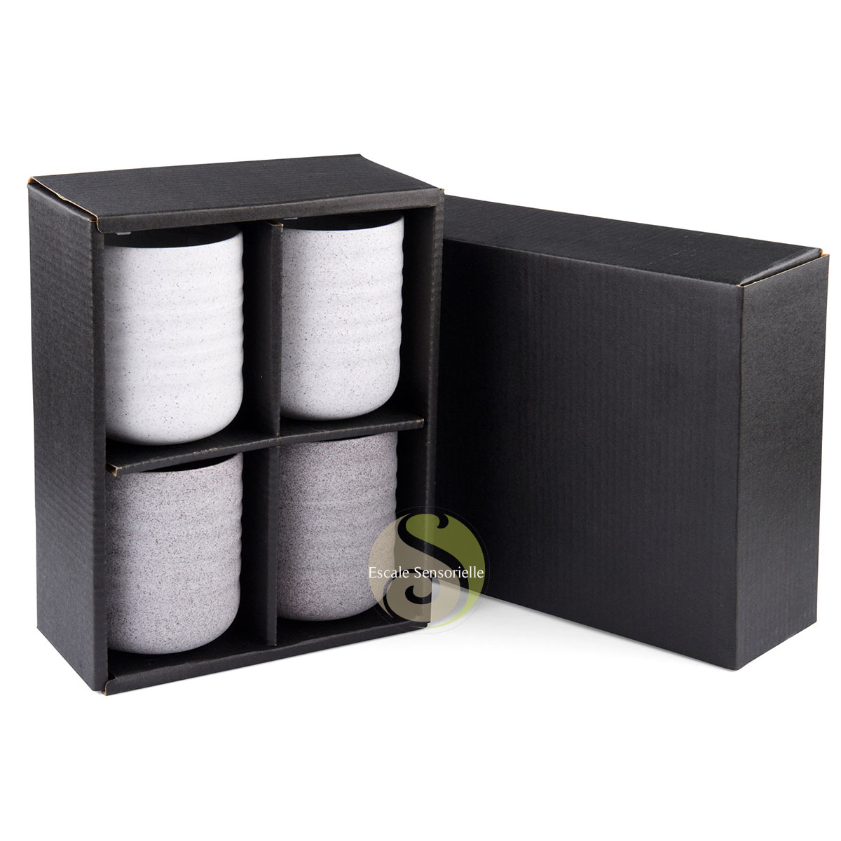 Coffret 4 tasses céramique collection grey 4 couleurs assorties