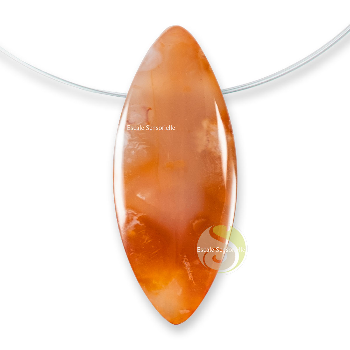 Bijoux en pierre minérale naturelle cornaline pendentif avec collier