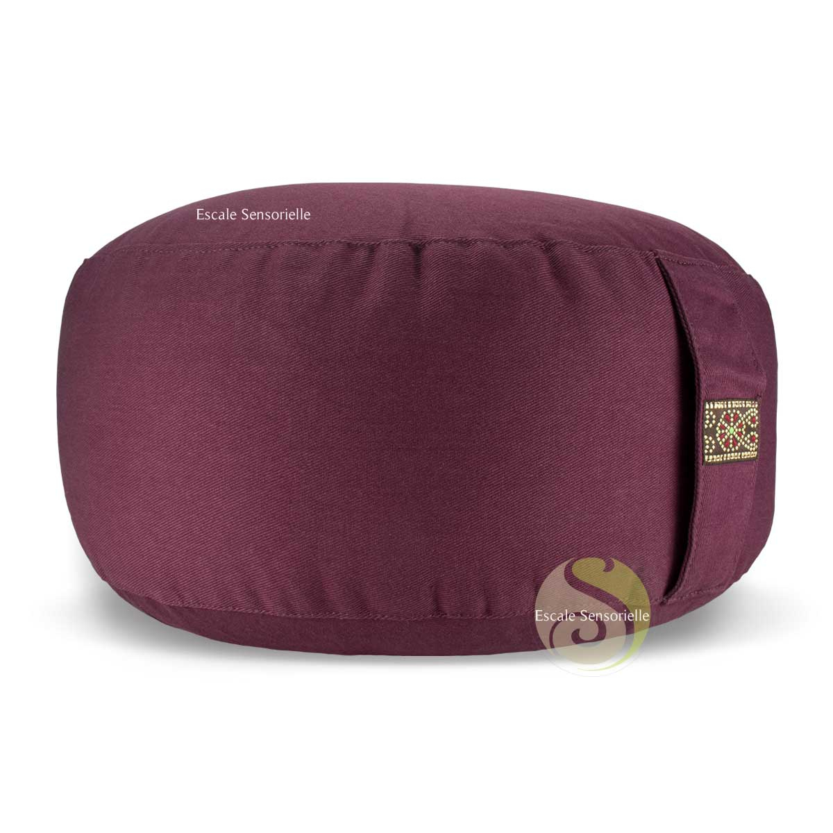 Coussin violet rouge déhoussable garni de cosses de sarrasin