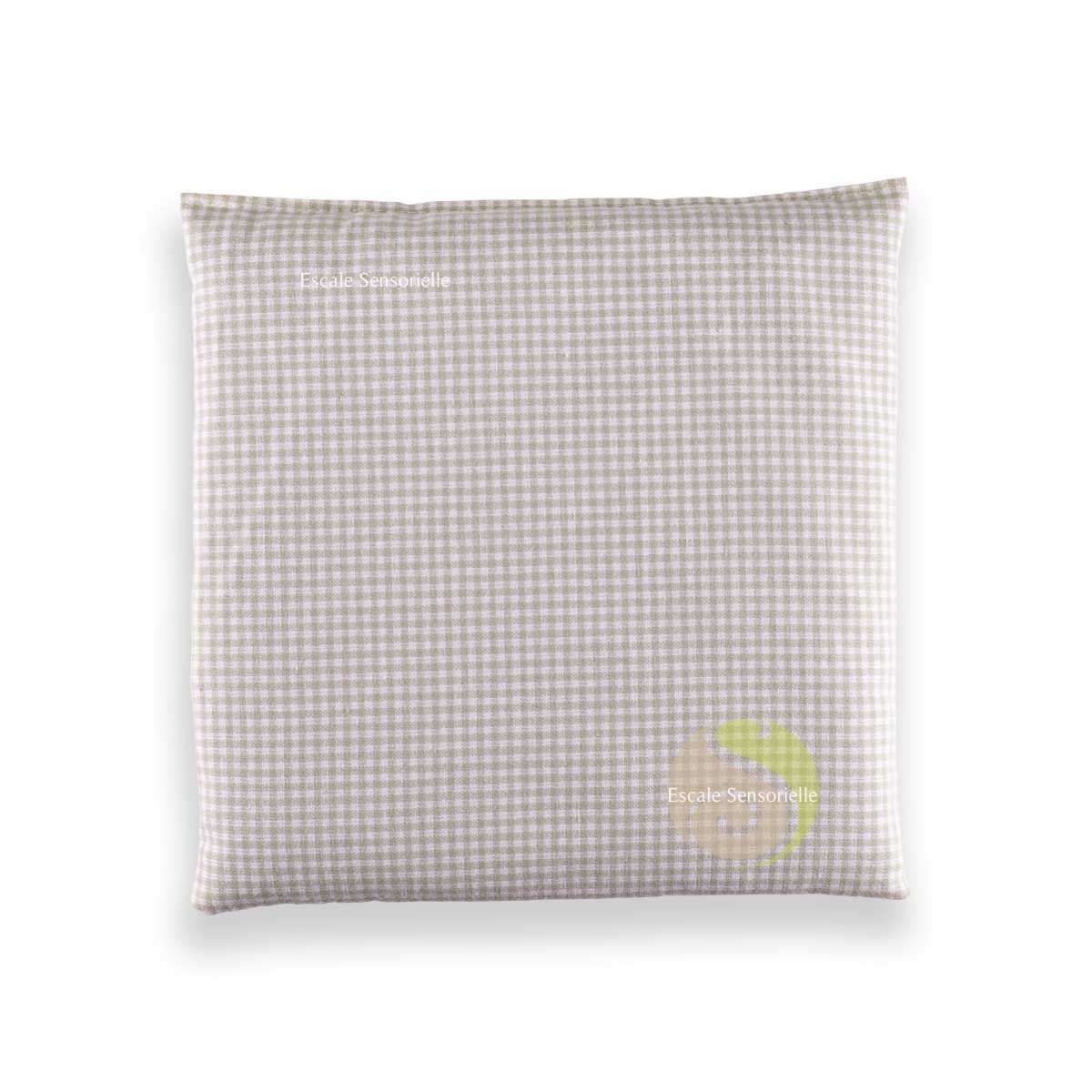Coussin carré chauffant beige garni de graine de colza 