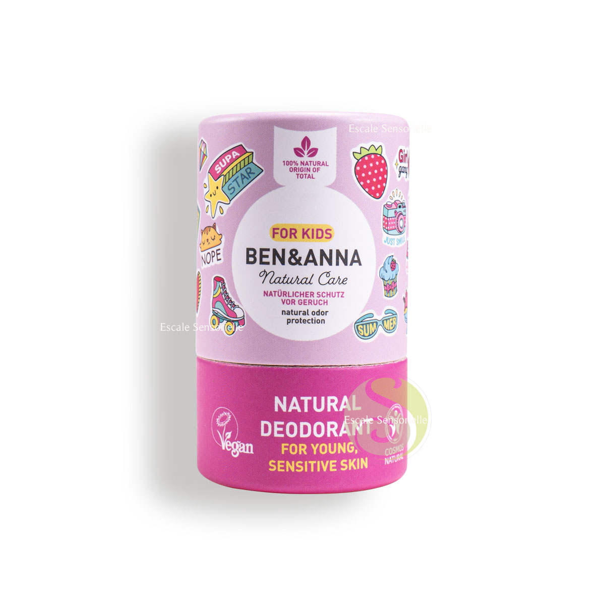 Déodorant solide enfant naturel fruité dés 7 ans Cosmos natural et vegan Ben & Anna