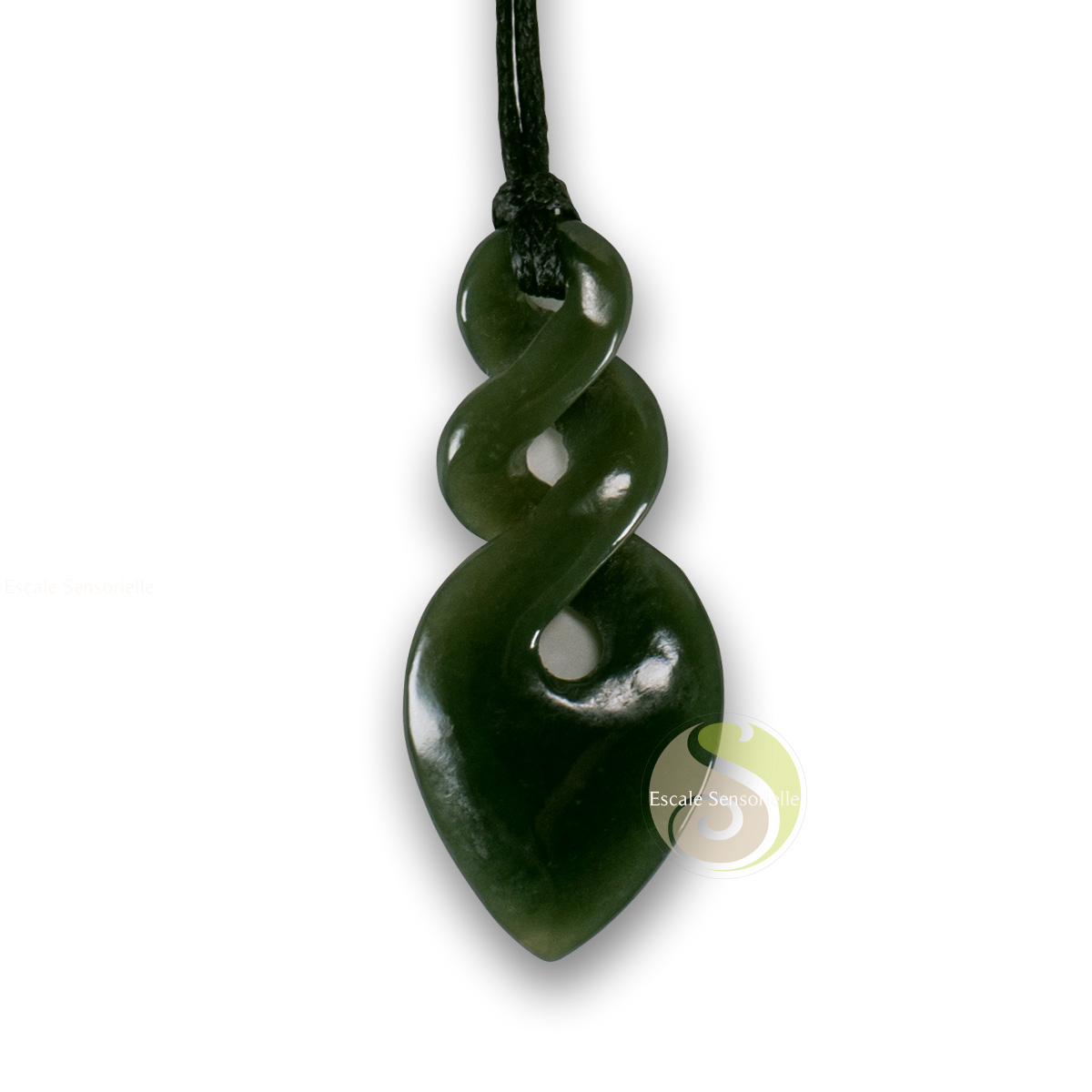 Maori double twist jade vert pendentif traditionnel polynésien