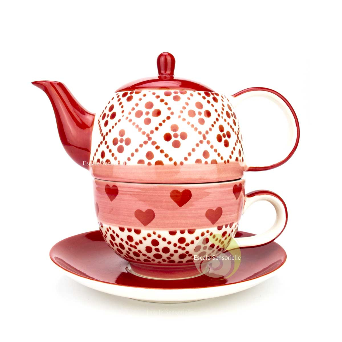 Service à thé égoïste 3 pièces coeur infusion tisane