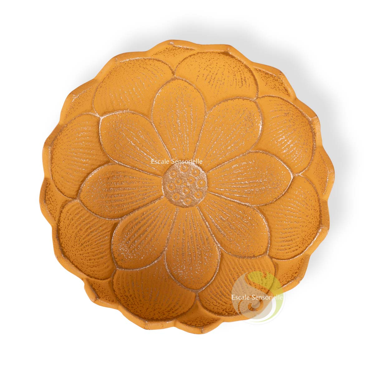 Support à encens lotus jaune en fonte japonaise Iwachu