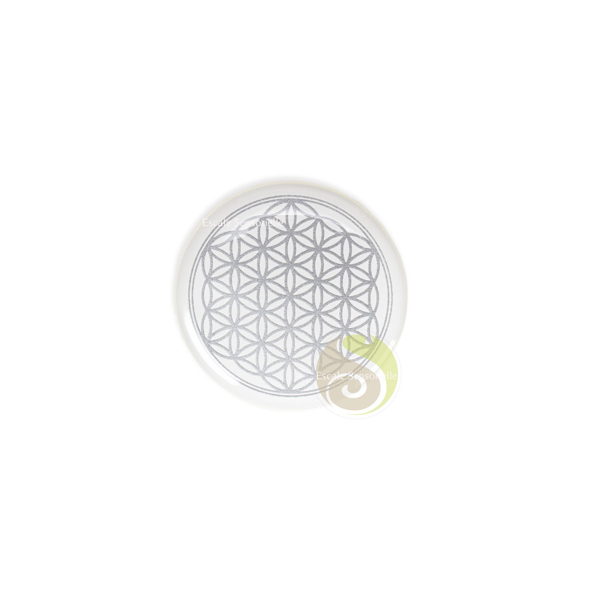 Autocollant 3D fleur de vie argenté 30mm énergie 
