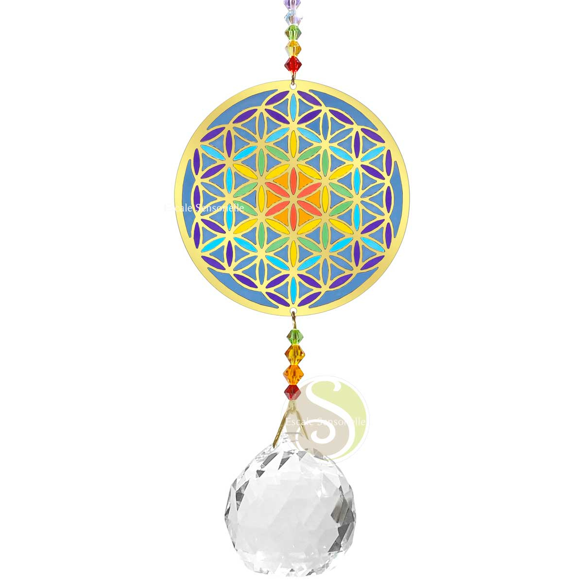 Suspension cristal fleur de vie intérieur extérieur 19,5 cm