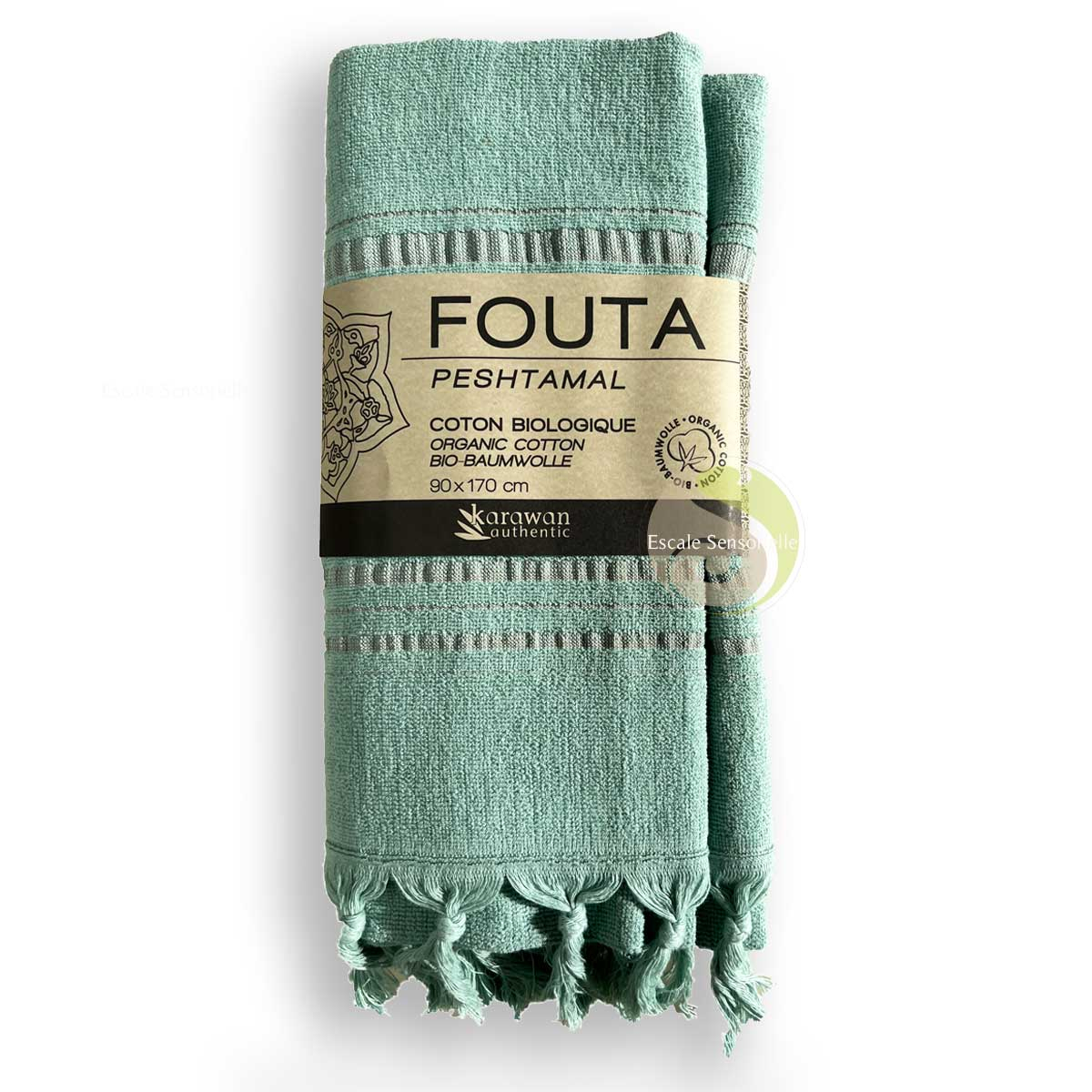 Fouta jade collection dolce en coton Bio 90 x 170 cm