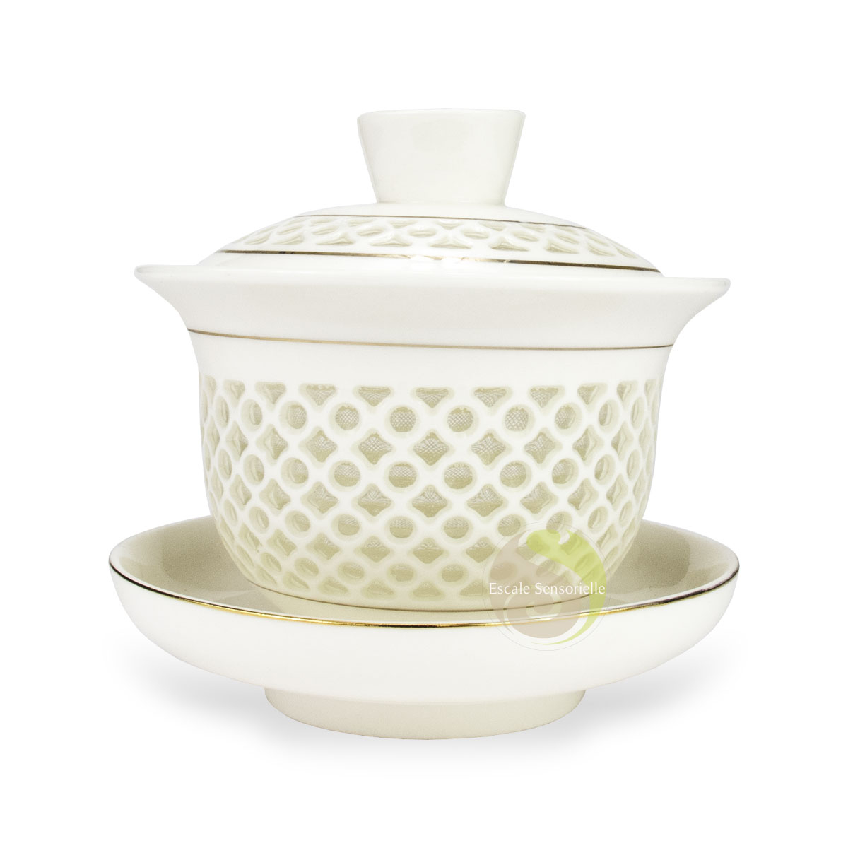 Gaiwan nid d'abeilles céramique blanche