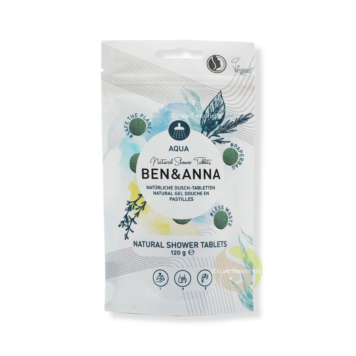 Pastilles de douche Bio Ben & Anna aqua vegan cruelty free