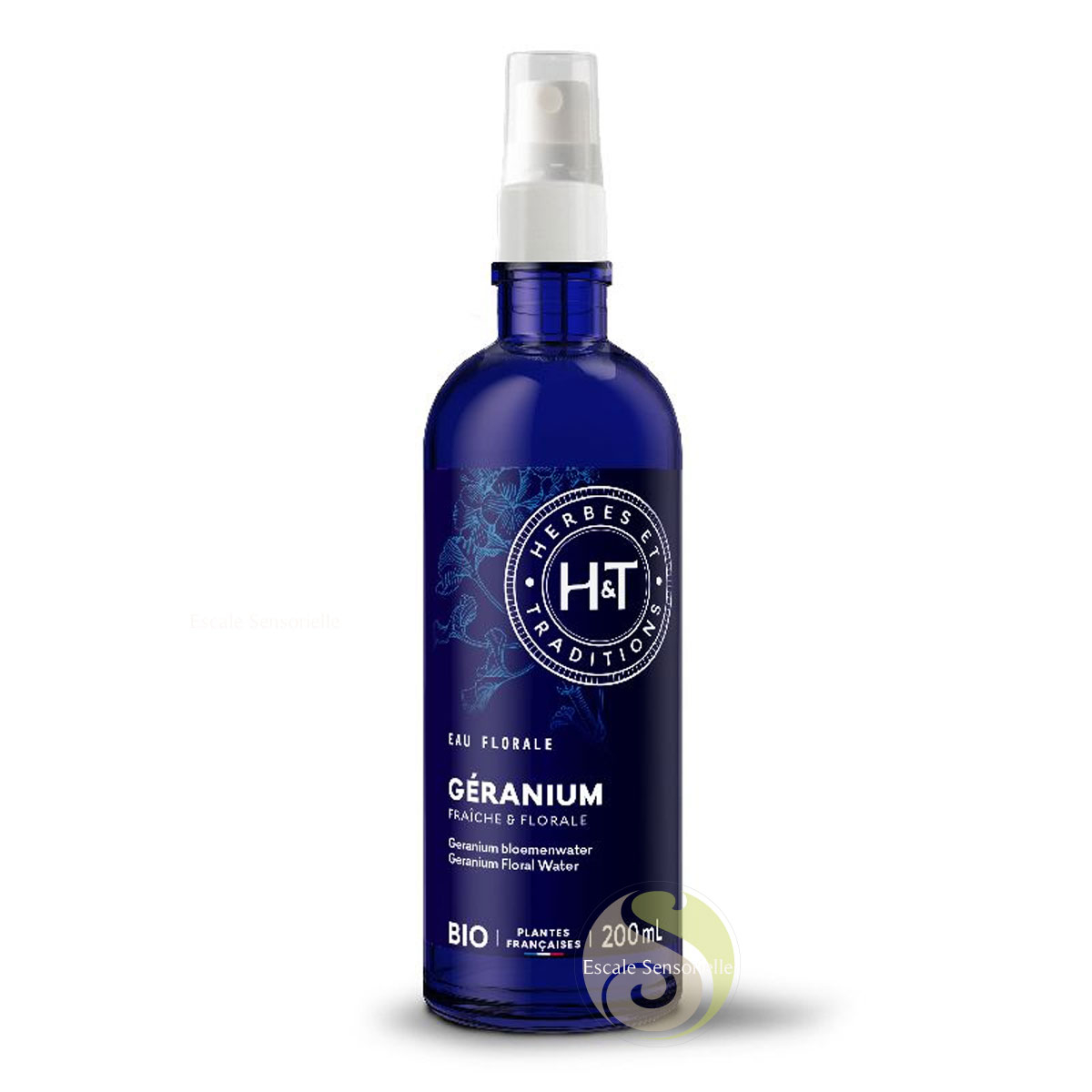 Géranium bio eau florale fraîche et florale 200 ml Herbes et Traditions