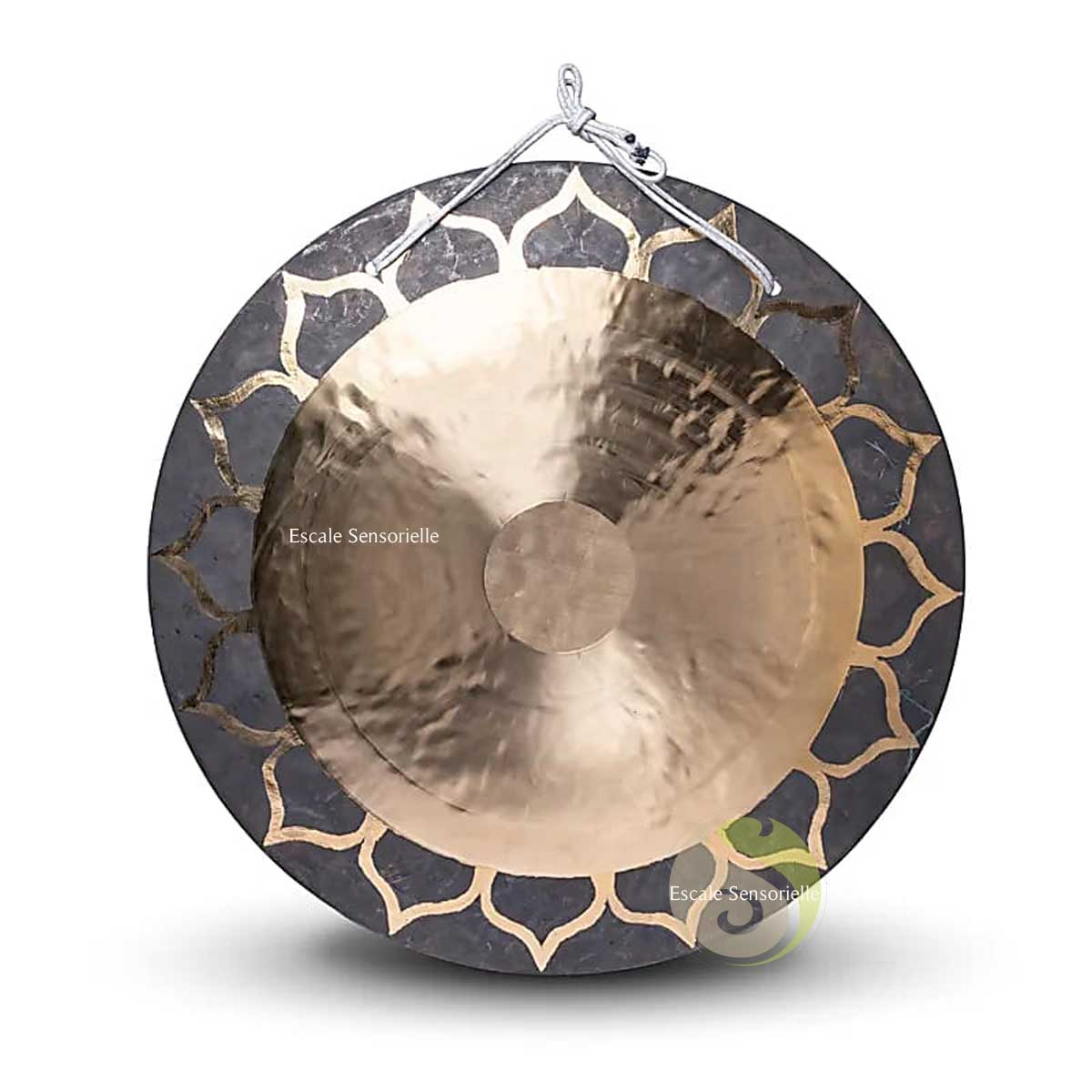 Gong lotus couleur Or Ø 70 cm bronze à suspendre pour yoga ou méditation
