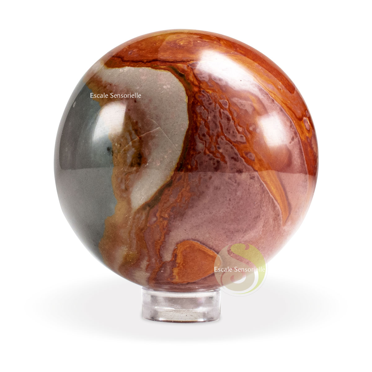 jaspe polychrome de Madagascar 210g sphère pierre naturelle lithothérapie