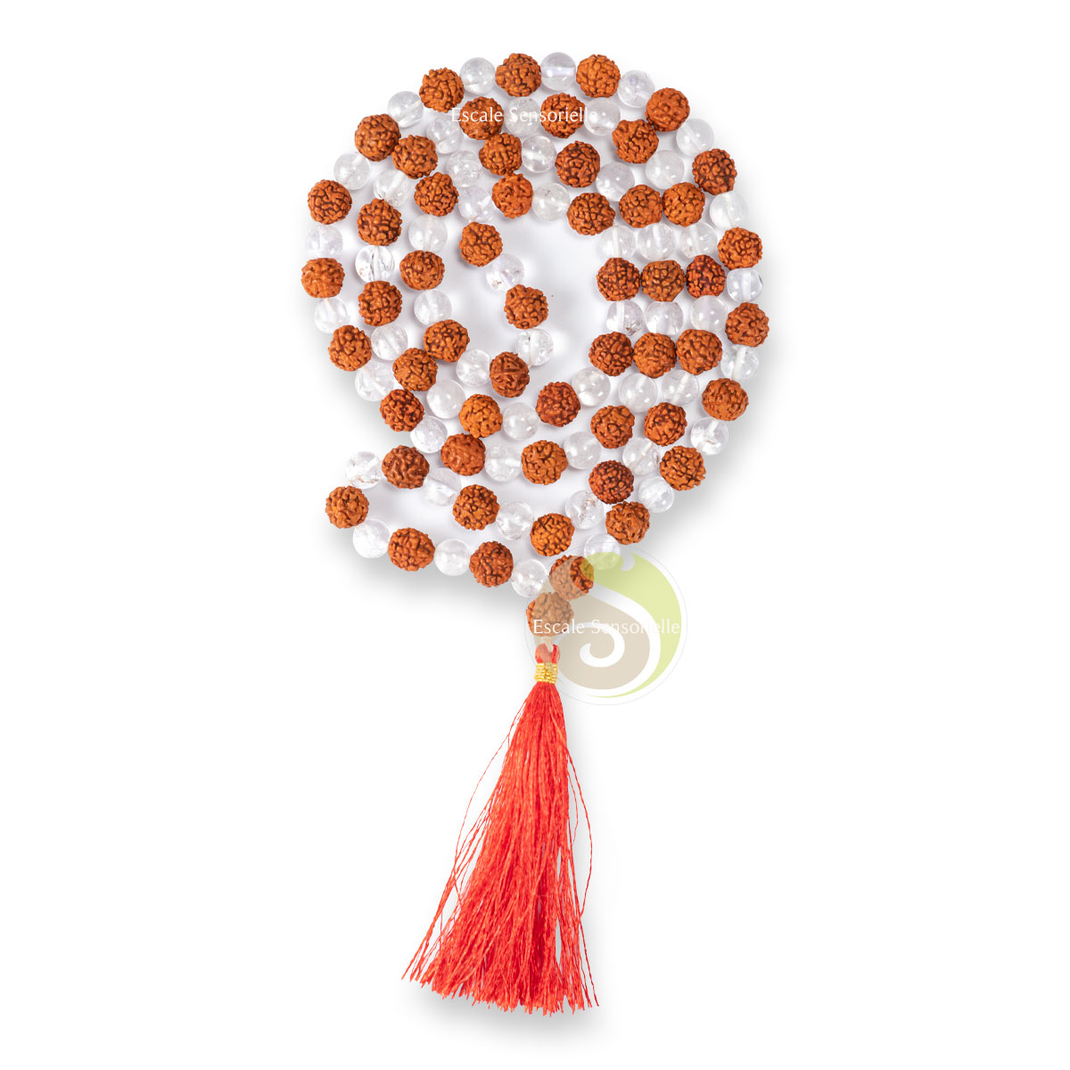 Mala tibétain larmes de Shiva et cristal de roche