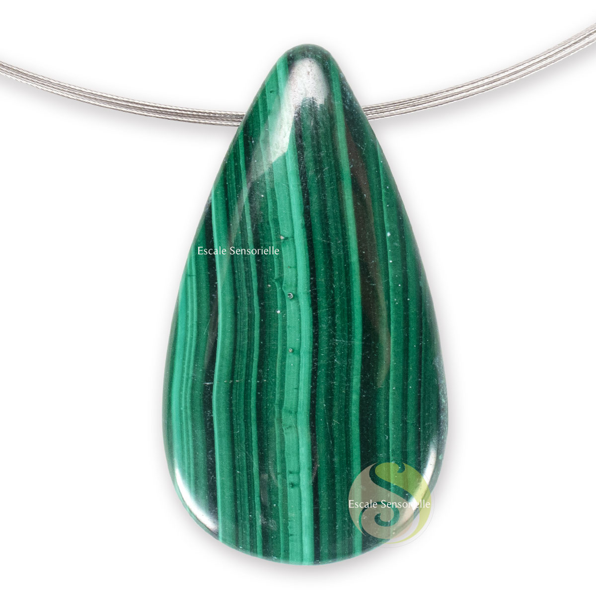 Bijoux malachite pendentif pierre naturelle avec tour de cou