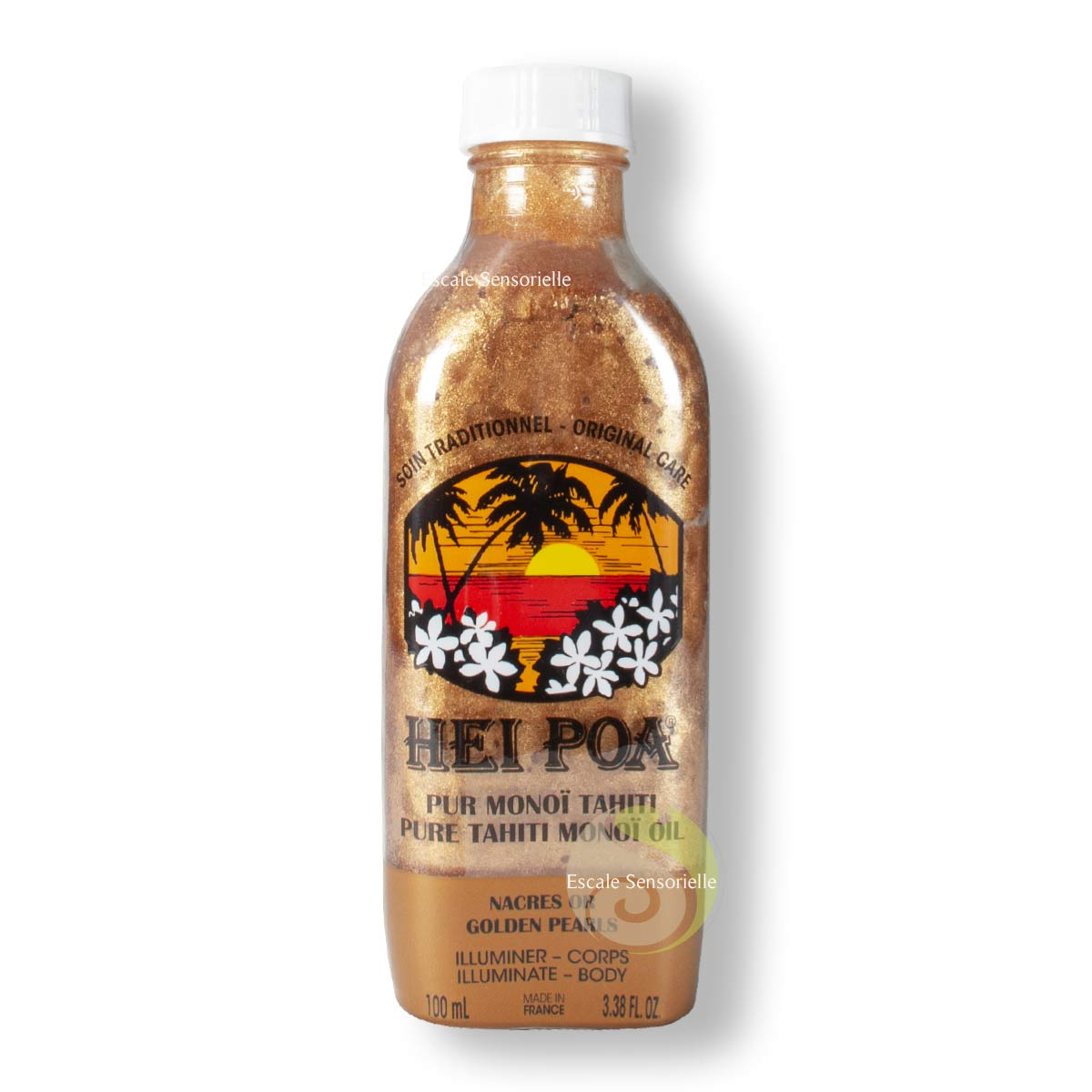 Monoï nacres or, irisé pur Tahiti Hei Poa scintillant soin hydratant corps