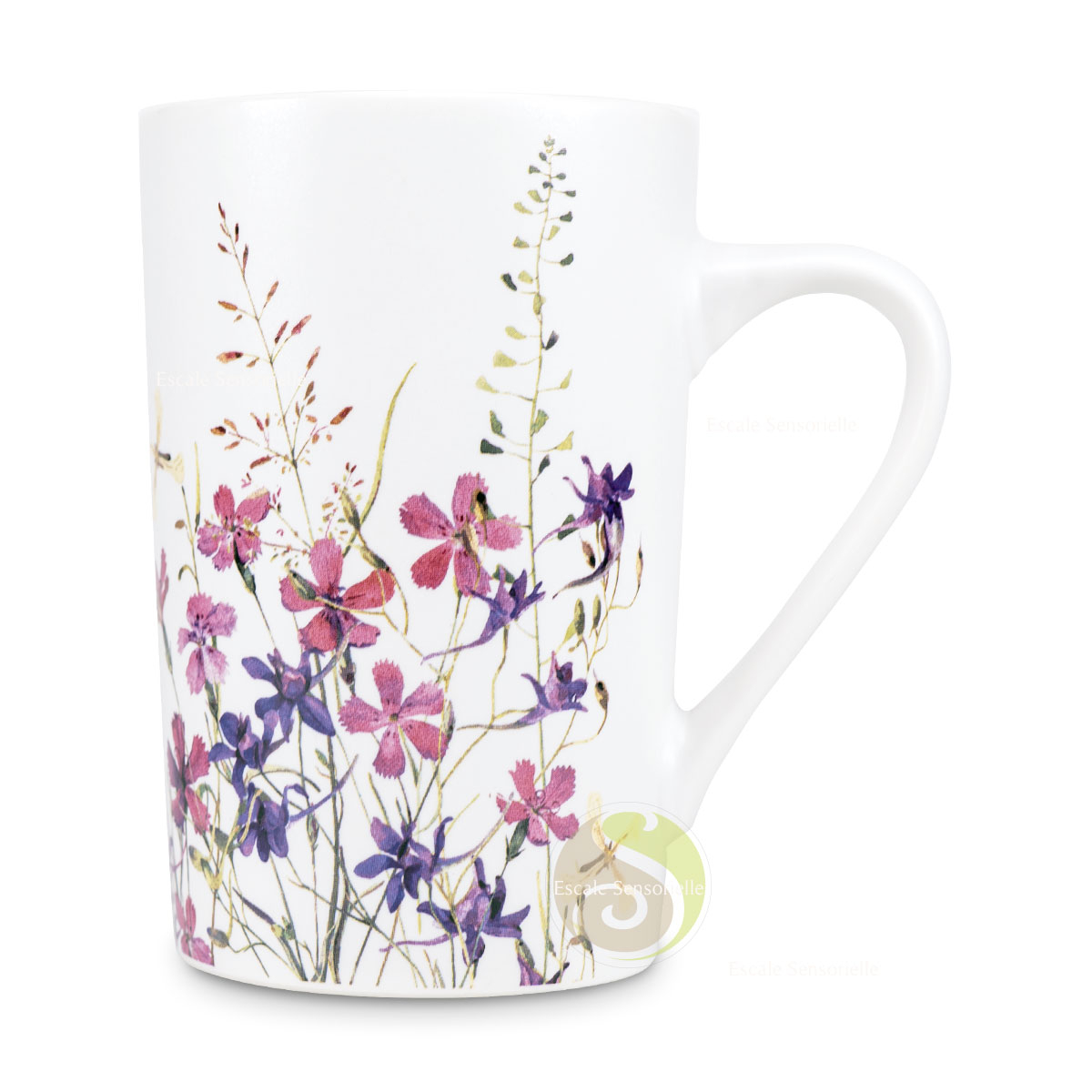 Mug estival fleurs de mauve de 300ml en céramique résistant et léger