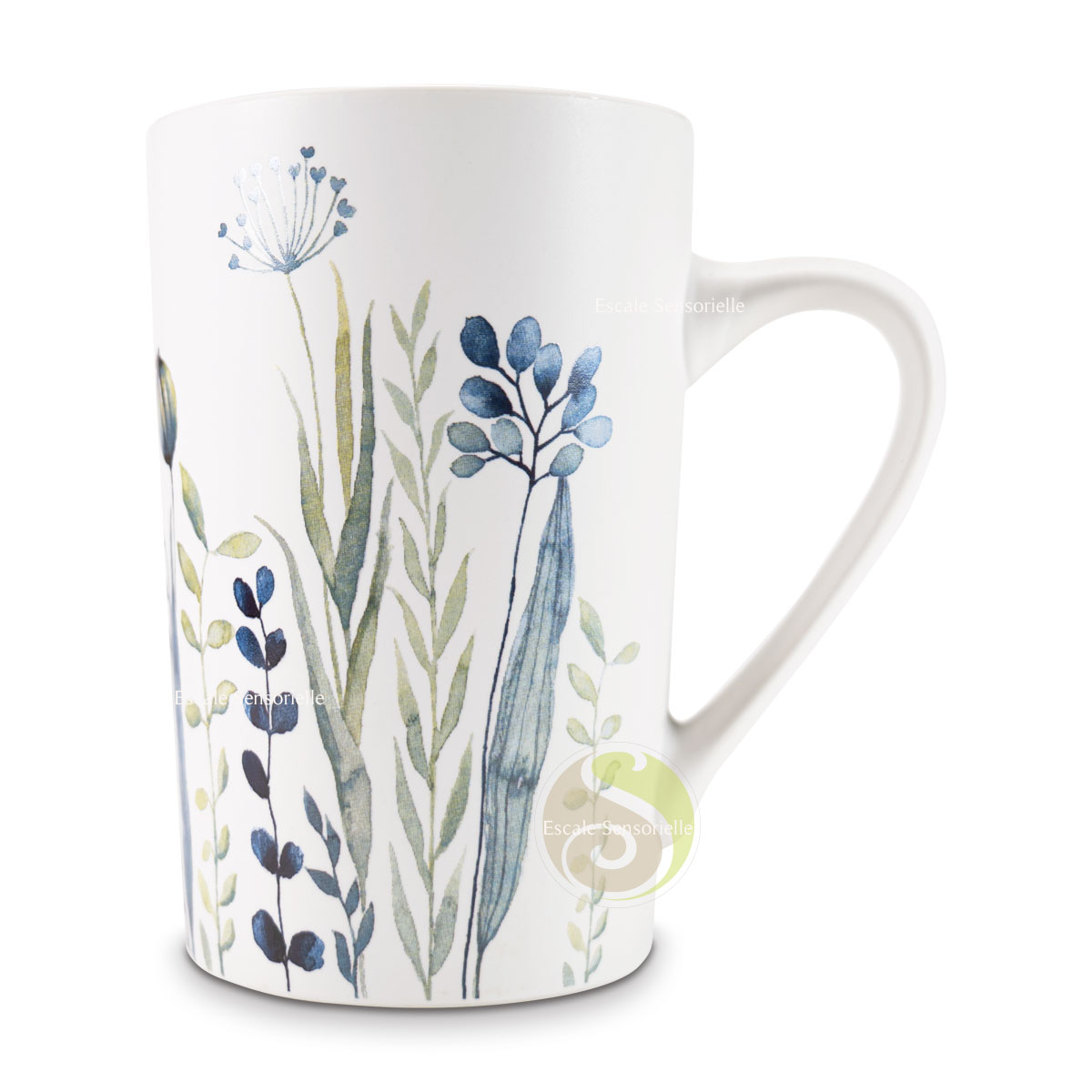 Mug printanier indigo de 300ml en céramique résistant et léger