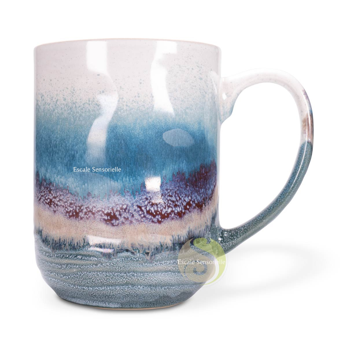 Mug Elsa bleu 500ml en grès avec émail réactif unique