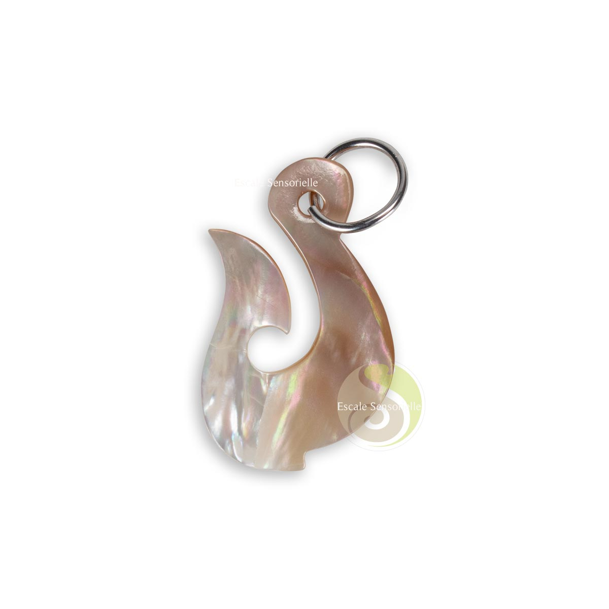 Hameçon hei matau collier Maori pendentif en nacre