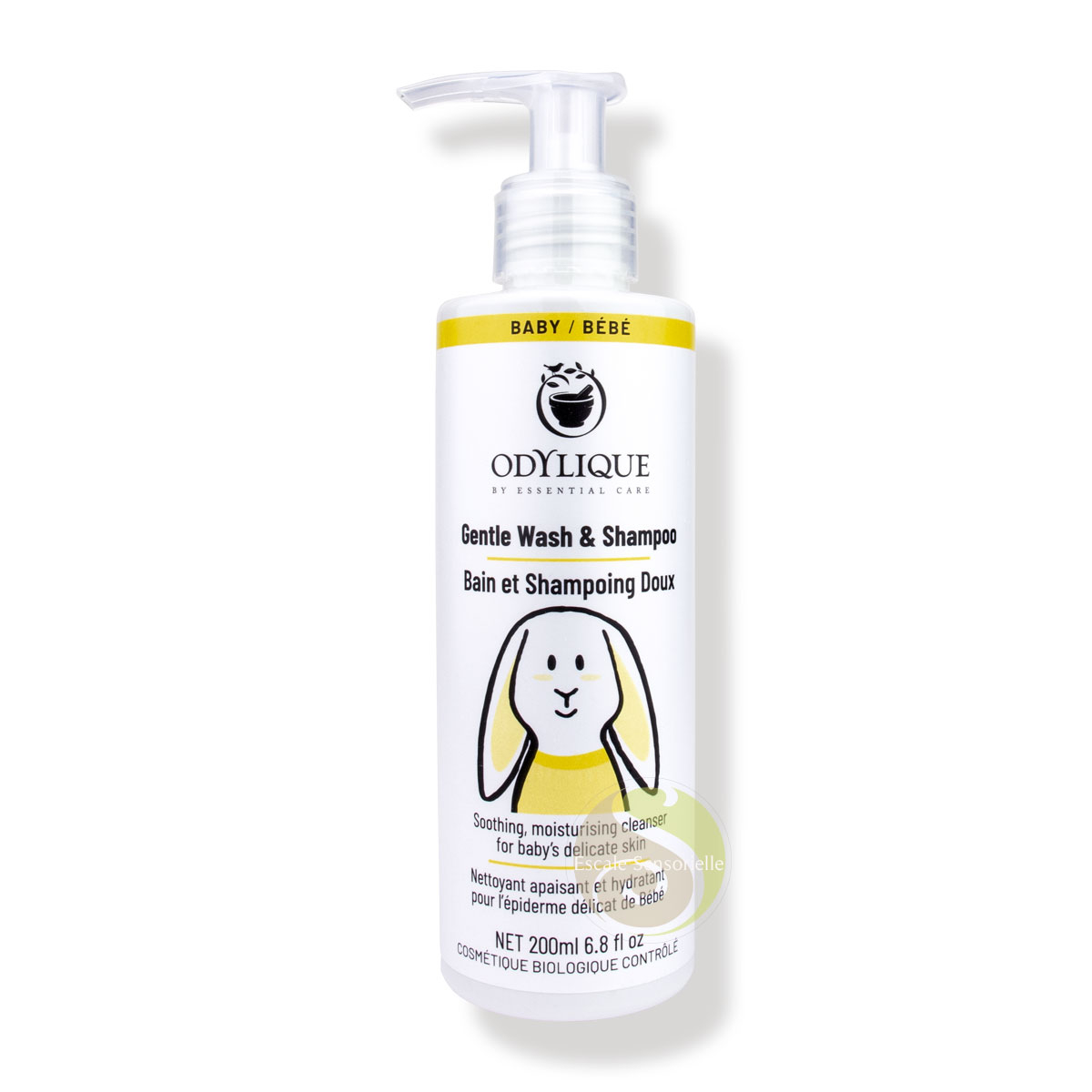 Shampoing bain doux bio Bébé Odylique apaise et hydrate l'épiderme