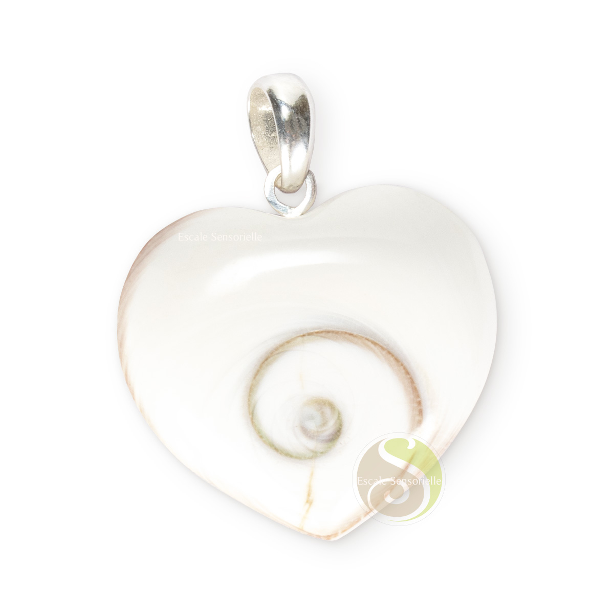 Bijou pendentif naturel  cœur œil de Shiva fixation 925e