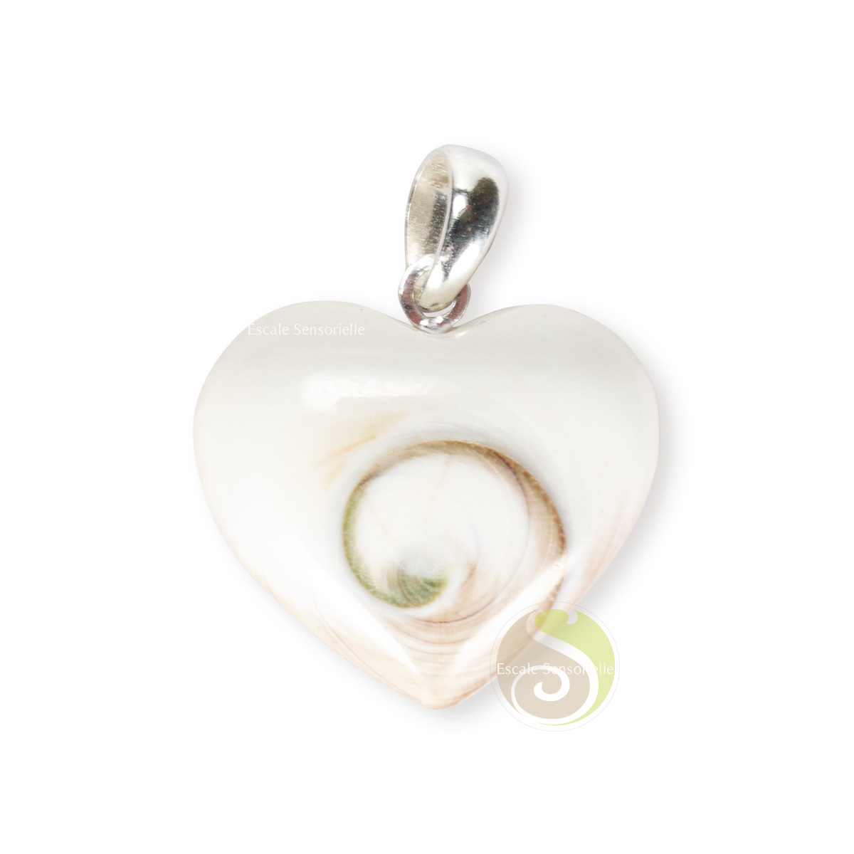 Œil de Shiva pendentif cœur attache argent 925e culture Hindou