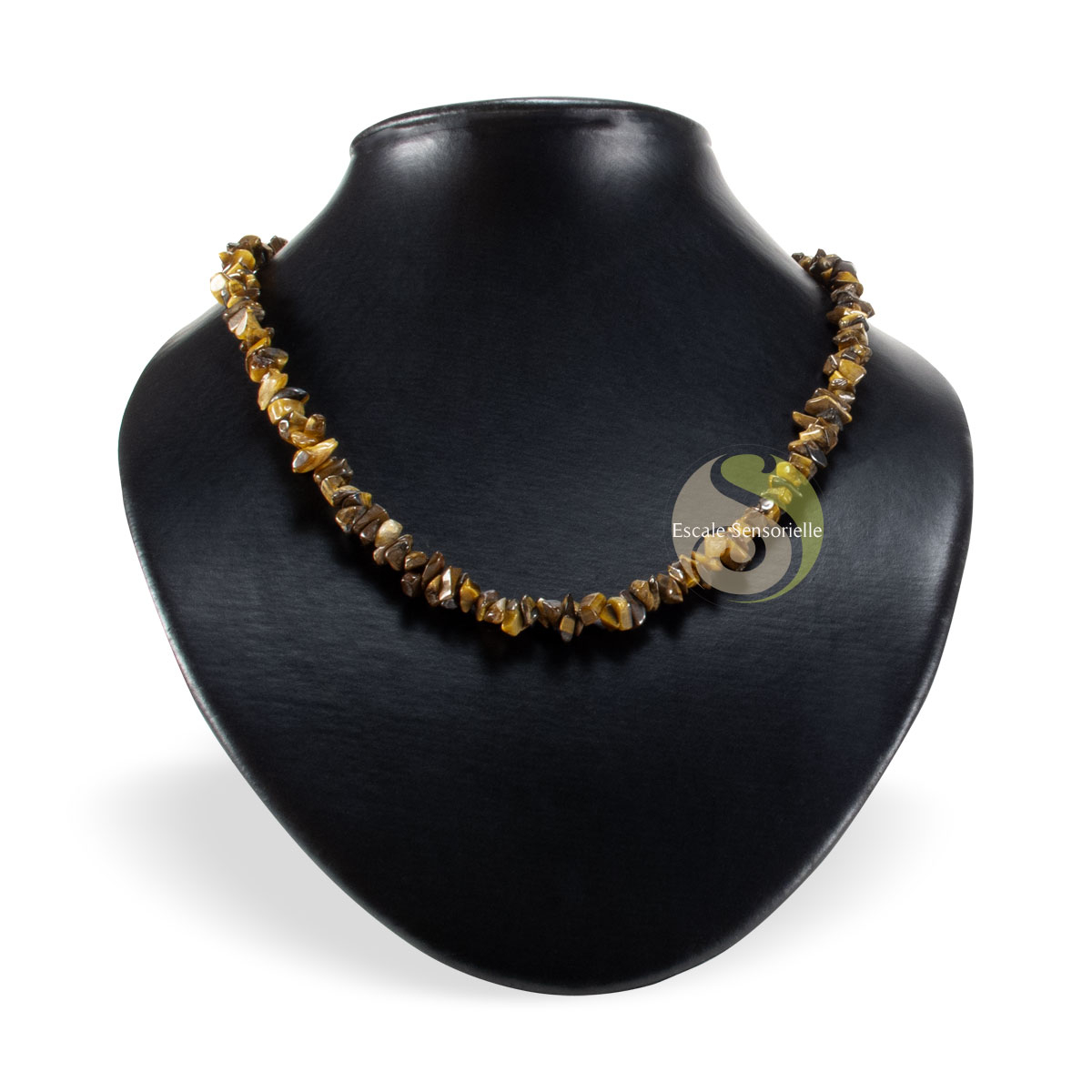 Collier œil de tigre chips pierre minérale lithothérapie