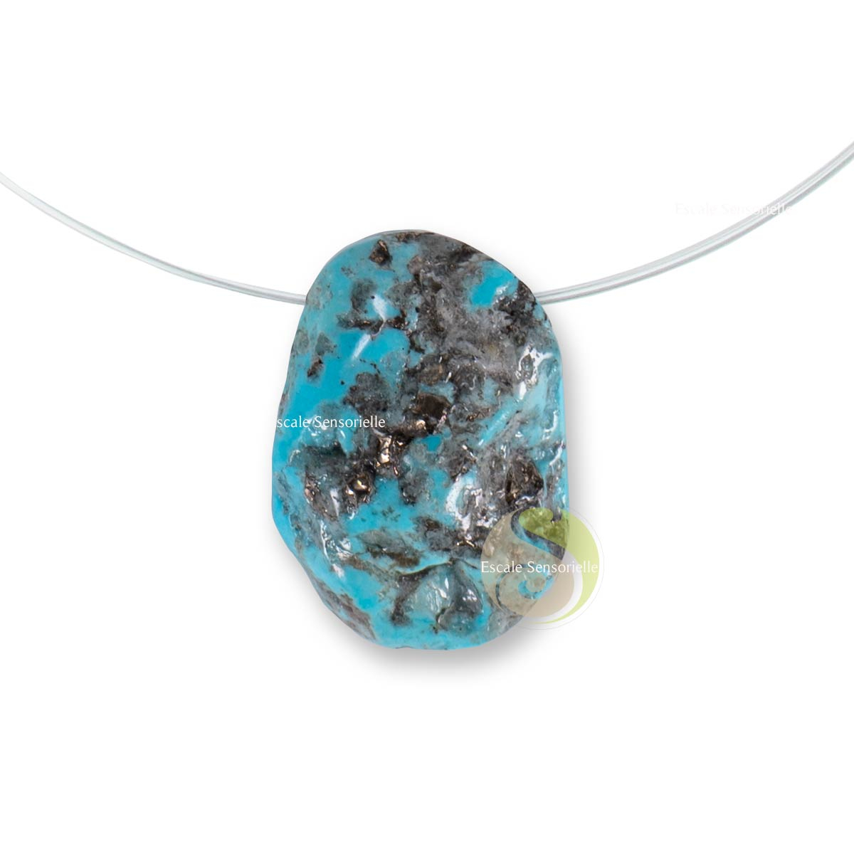 Véritable turquoise en pendentif de 10g insert de pyrite pièce unique