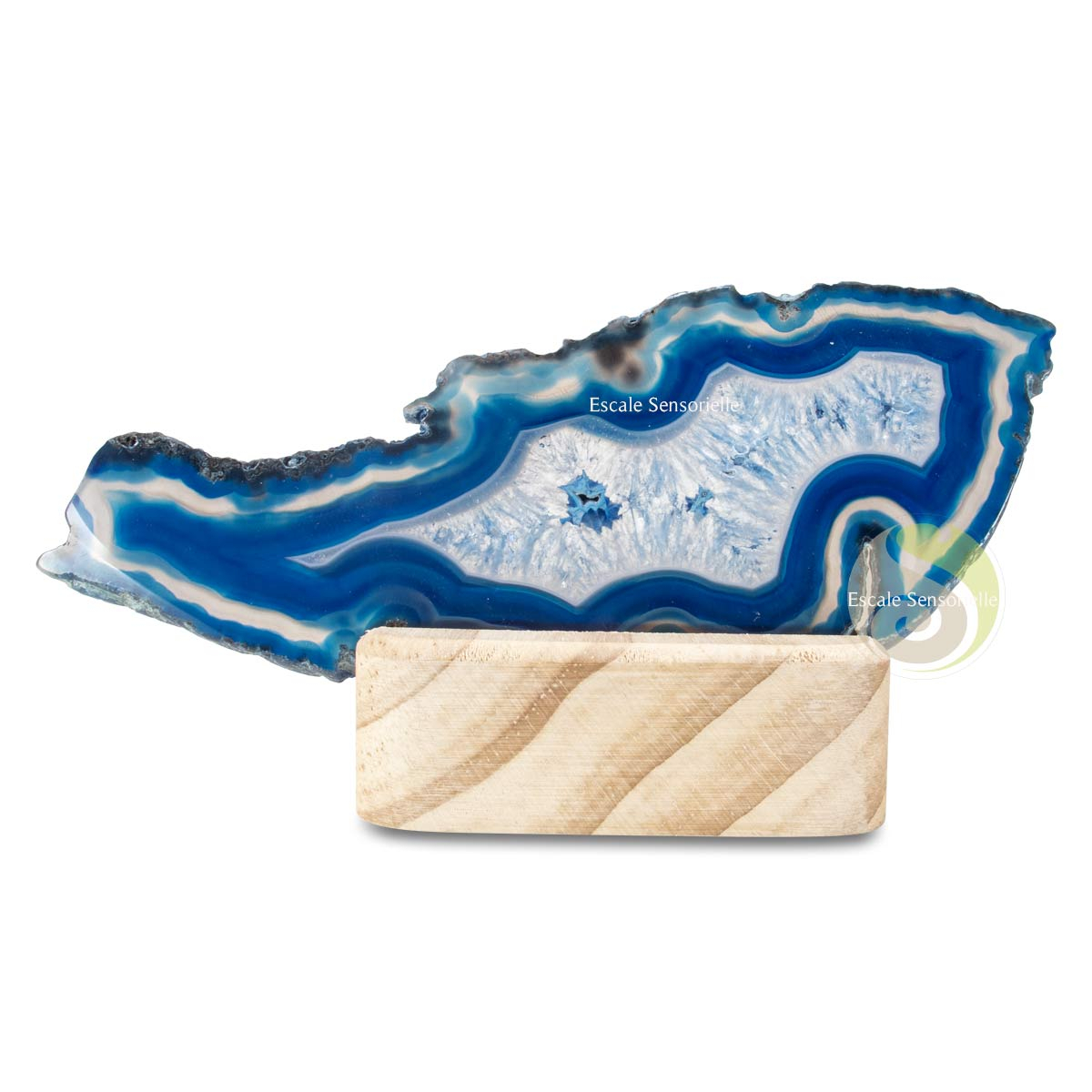 Tranche d'agate bleue marin minéraux bienfaits vertus pierre minérale