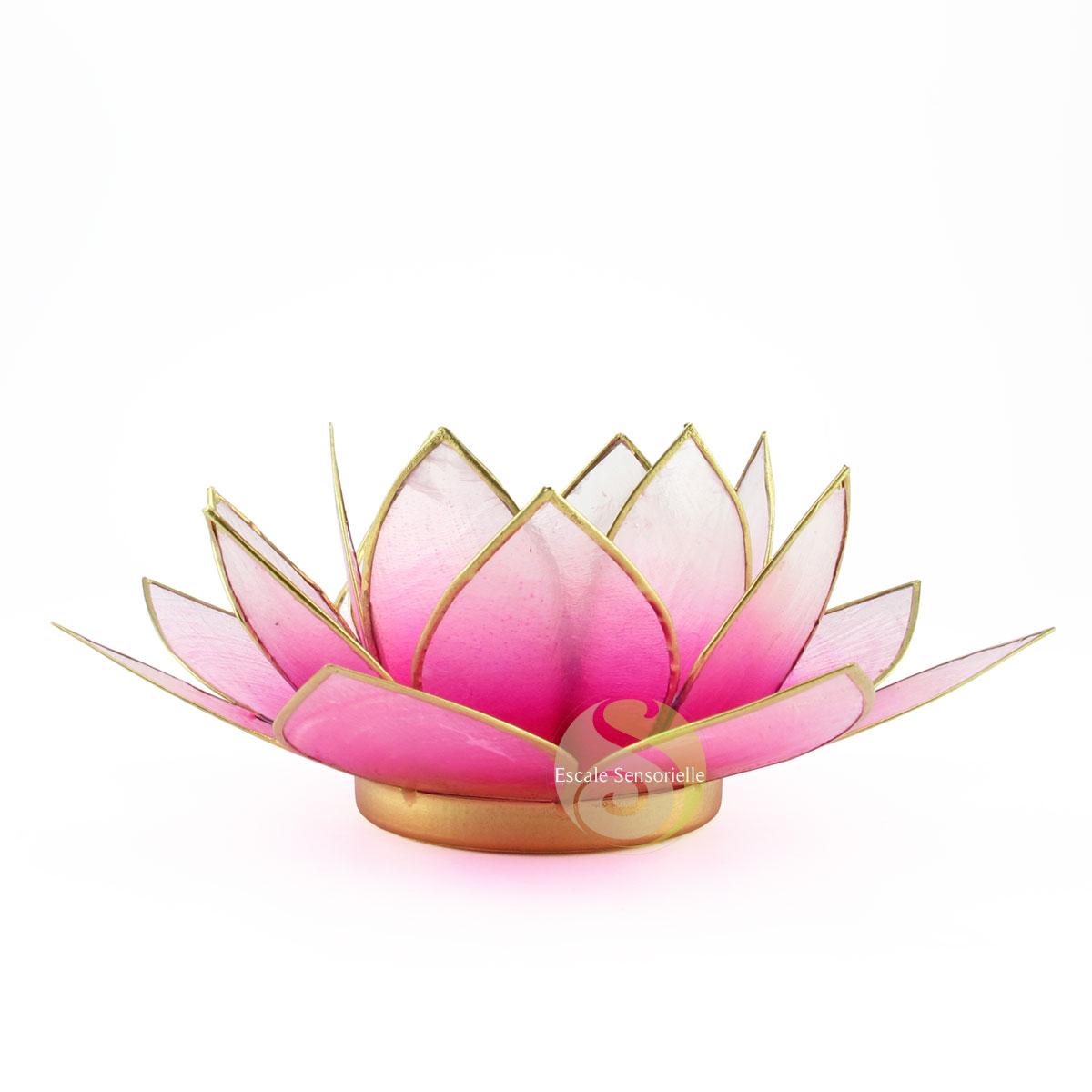 éclairage tamisé photophore capiz rose clair lotus bougeoir