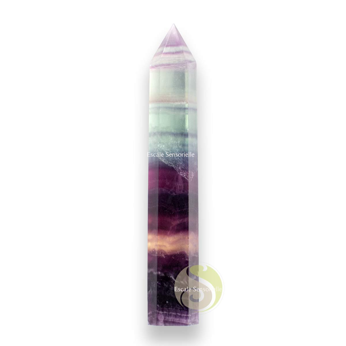 Pointe de fluorite pierre minérale naturelle multi couleur