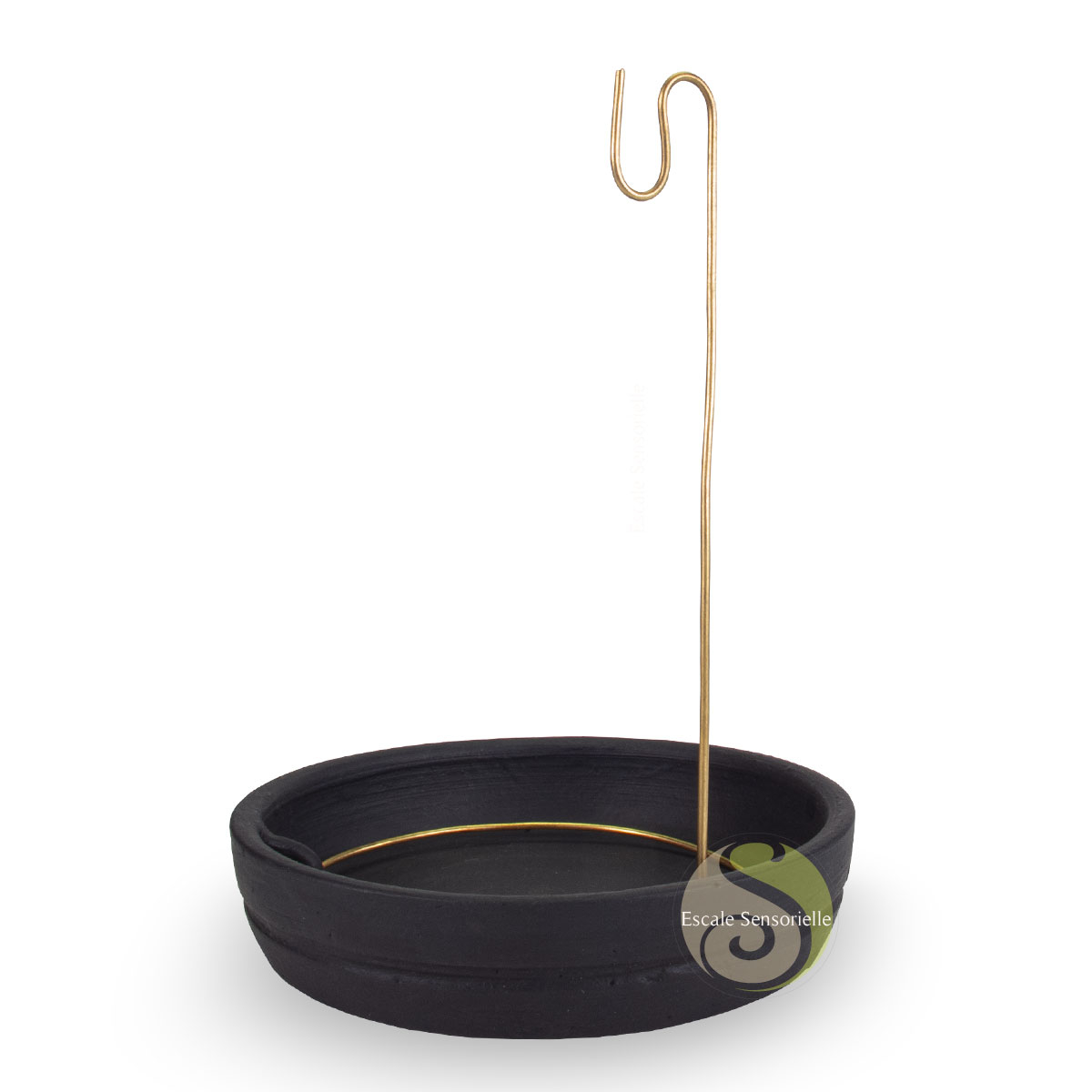 Support tresse népalaise terre cuite noir pour encens tibétains 