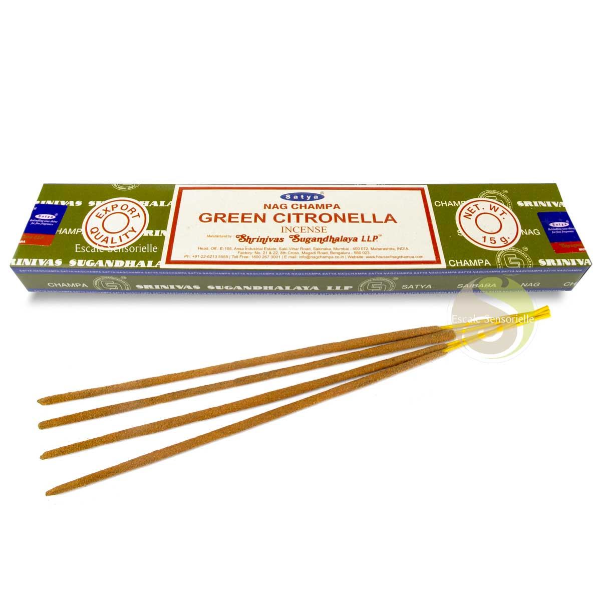 Encens green citronella Satya indien naturel parfum d'agrumes éclaircirait les idées 