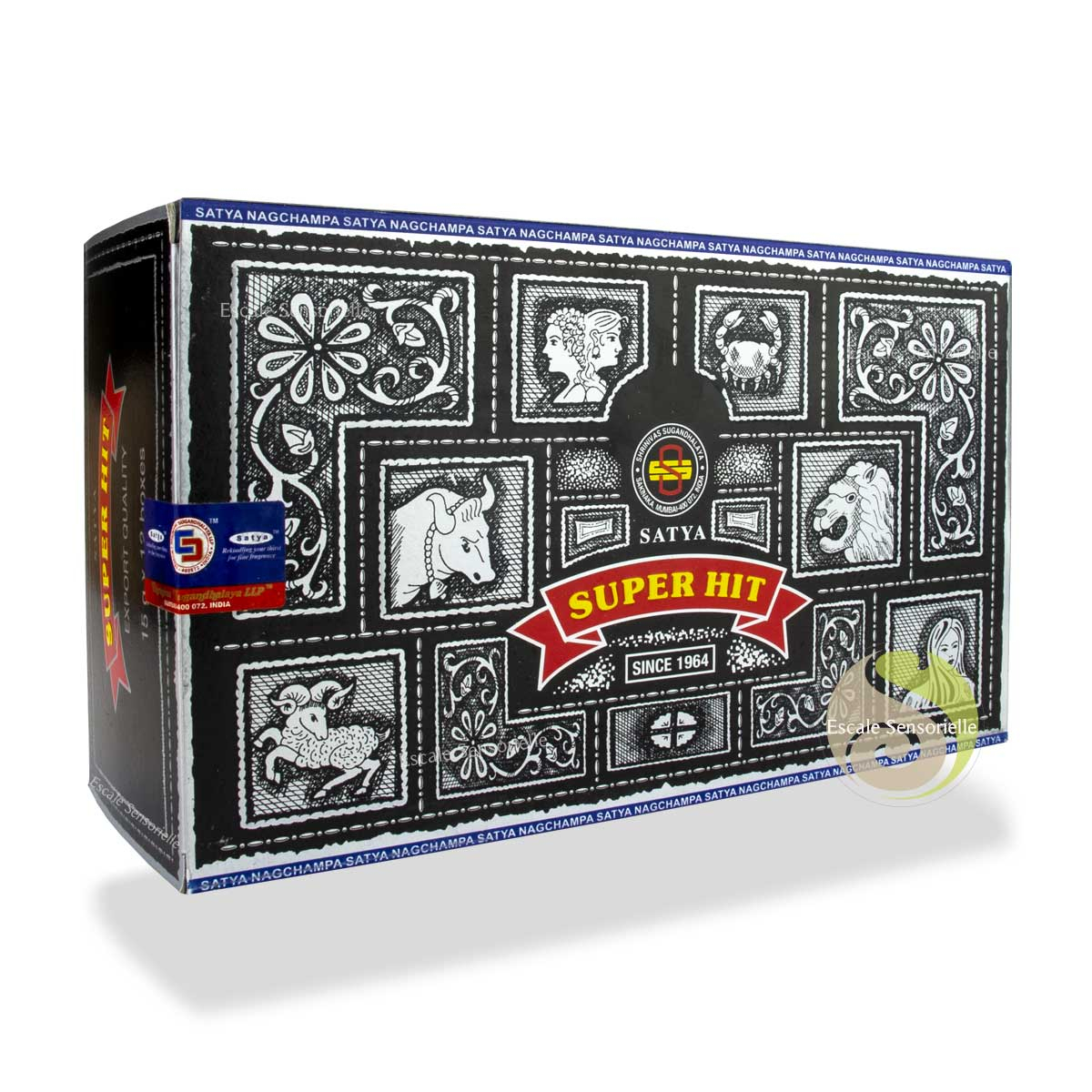 Super hit Satya boite d'encens 12 x 15g indien naturel façonné à la main