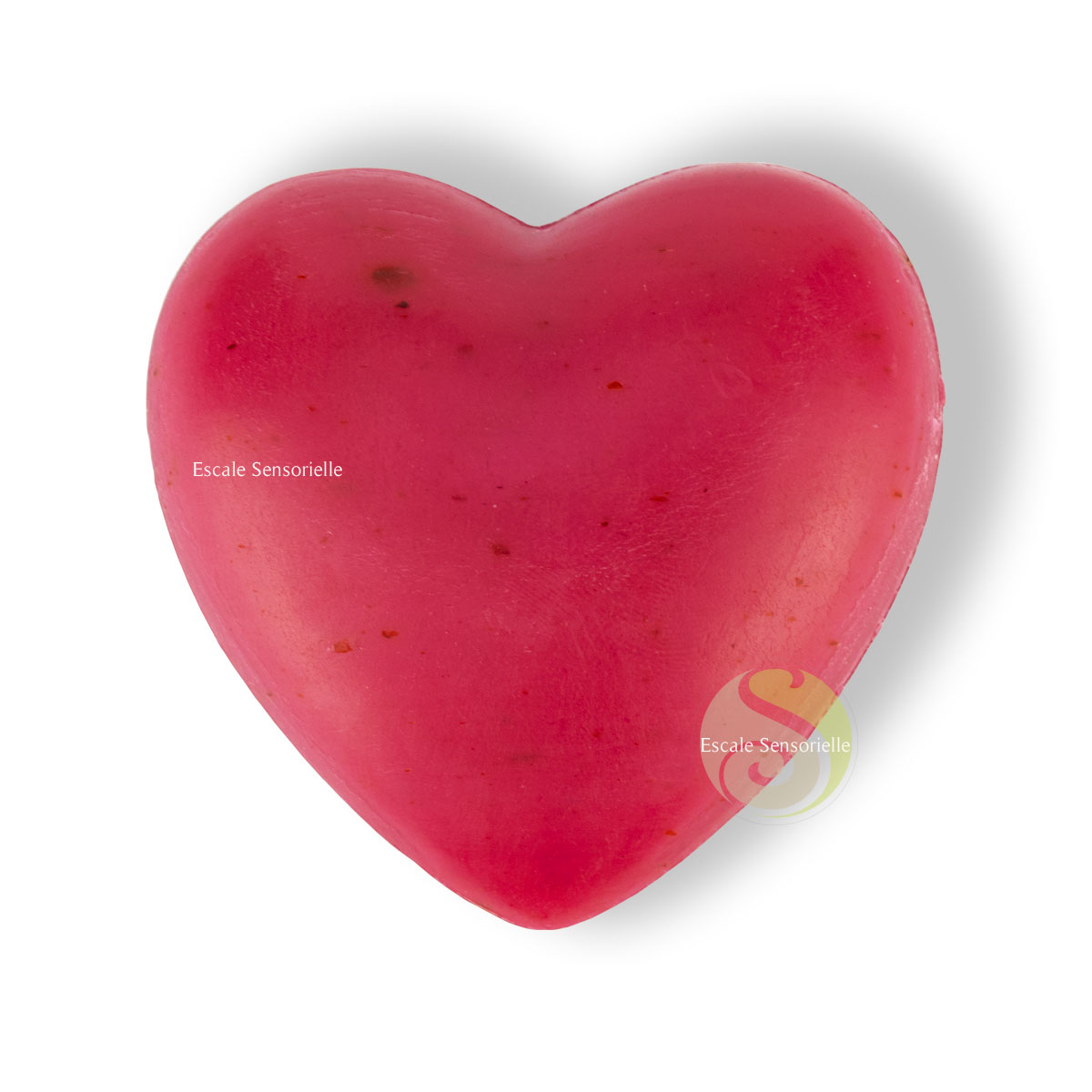Cœur de savon lait de brebis pétales de roses rouge huiles essentielles naturelles