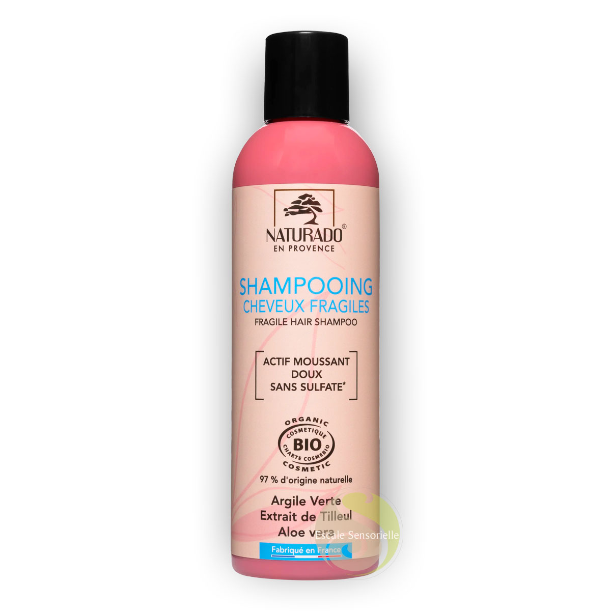 Shampooing cheveux fragiles bio Naturado sans sulfate nettoie et hydrate