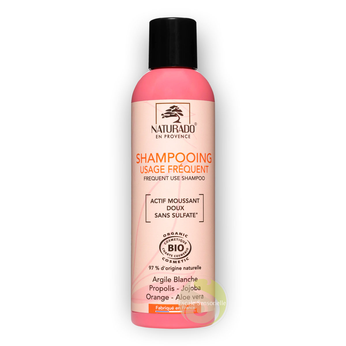 Shampooing cheveux usage fréquent bio Naturado sans sulfate nettoie et hydrate
