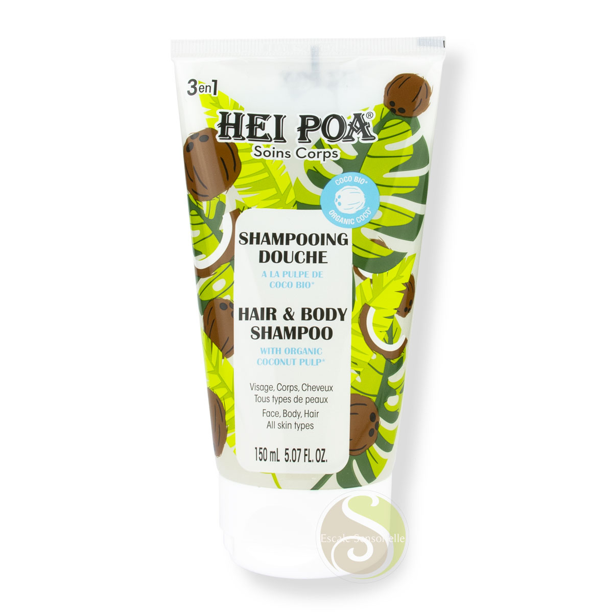 Shampoing douche Pulpe de coco bio 3 en 1 Hei Poa