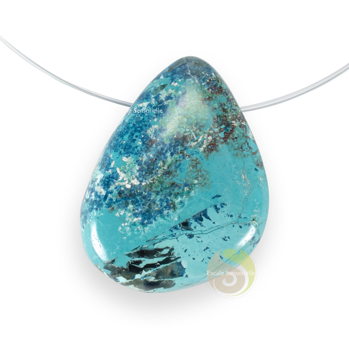 Pendentif shattuckite azur pendant pierre naturelle minérale bijoux pur