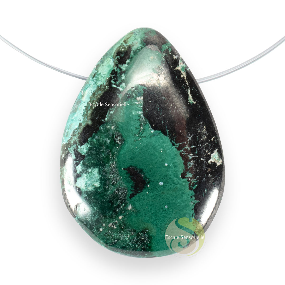Pendentif shattuckite vert foncé pendant pierre naturelle minérale bijoux pur