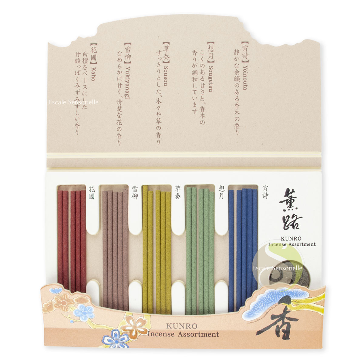 Shoyeido encens Kunro assortiment 5 parfums du Japon fabriqué à la main