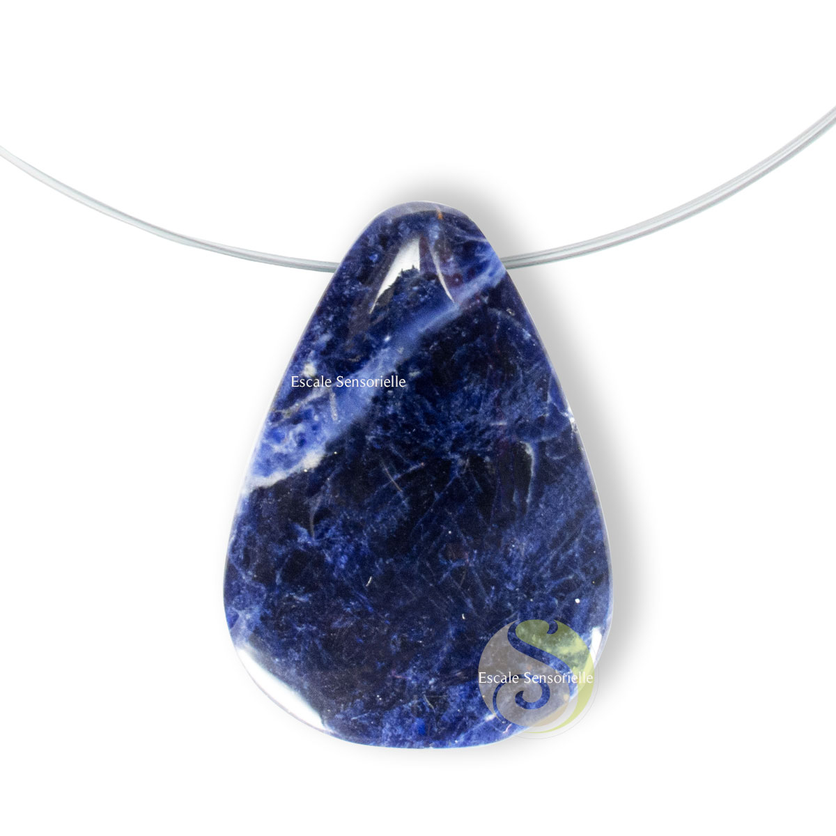 Pendentif sodalite avec tour de cou en pierre naturelle minérale